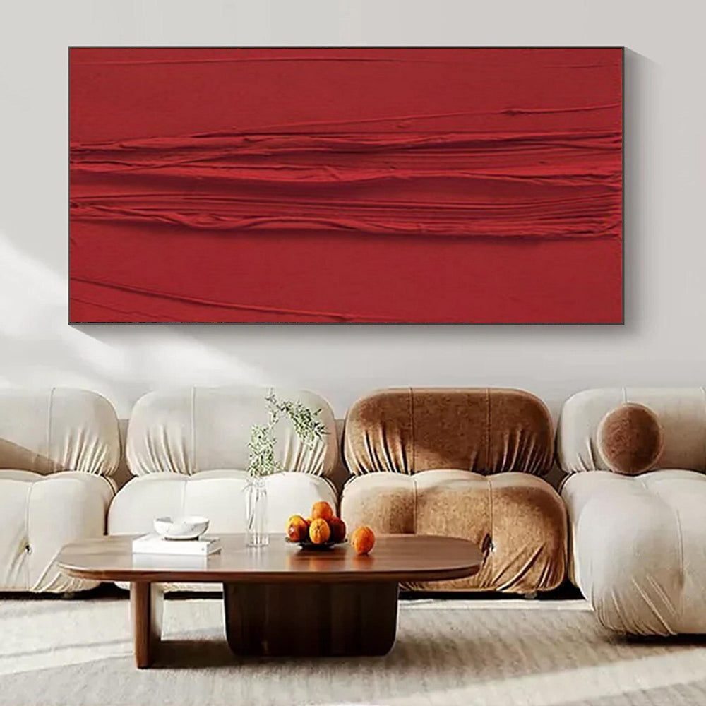 “Bold Red Textured Lines” – Abstract Expressionist Painting CT1071