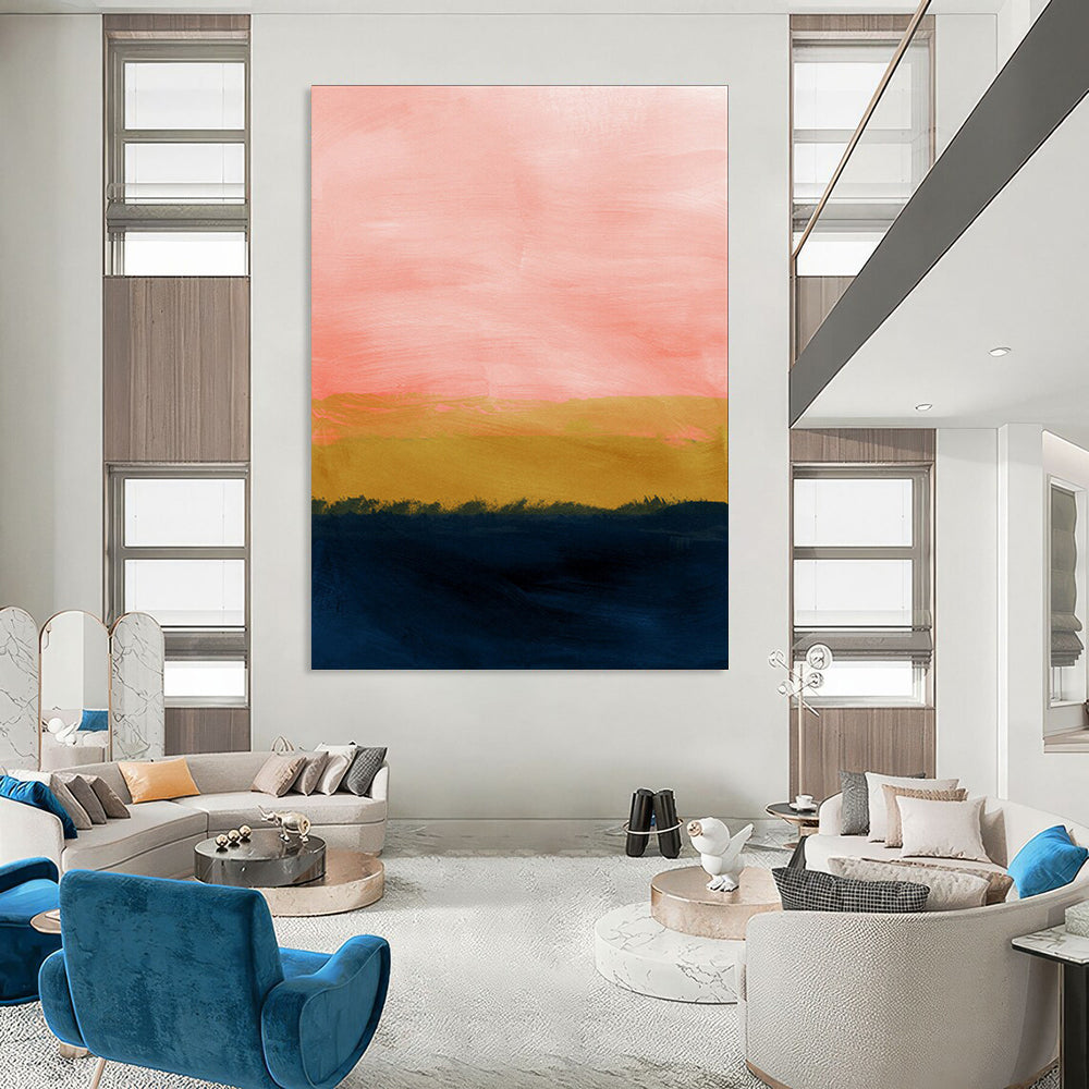 “Pink and Gold Sunset” - Minimalist Landscape CT2022