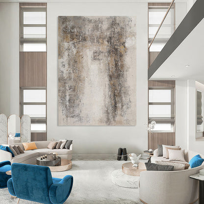 “Gray, Brown Textured Abstract ‘Worn Memories’” - Impasto Wall - Inspired Painting On Canvas DTP346