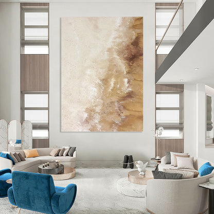 “Beige & Brown Textured Canvas” - Beige & Brown Textured Abstract Painting On Canvas DKH1223