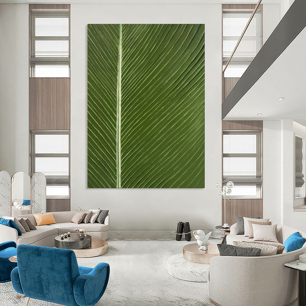 “Fine Green Leaf Veins” - Realistic Plant Oil Painting CT1977