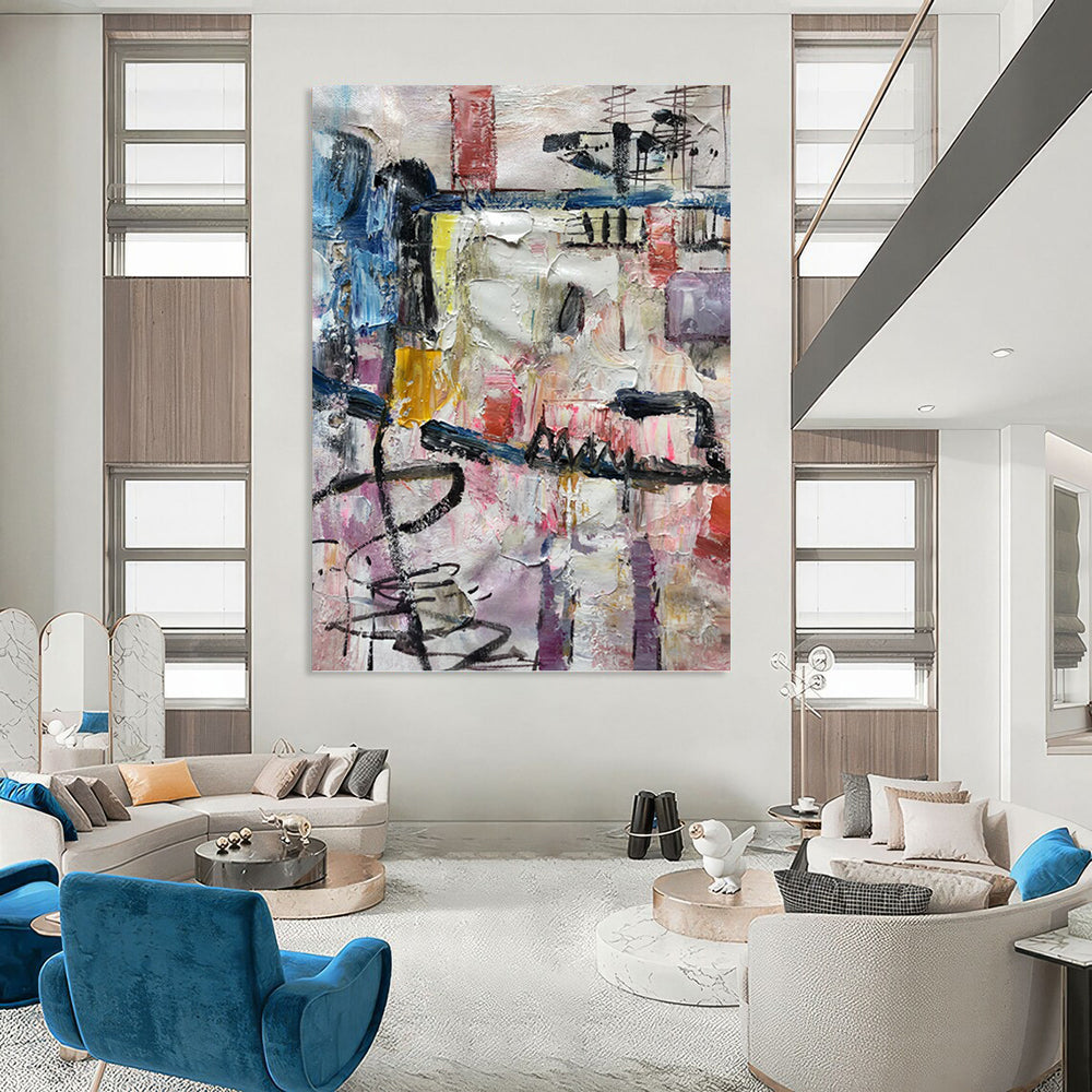 Colorful Urban Abstract Collage - Abstract Expressionist Painting On Canvas DKH1294