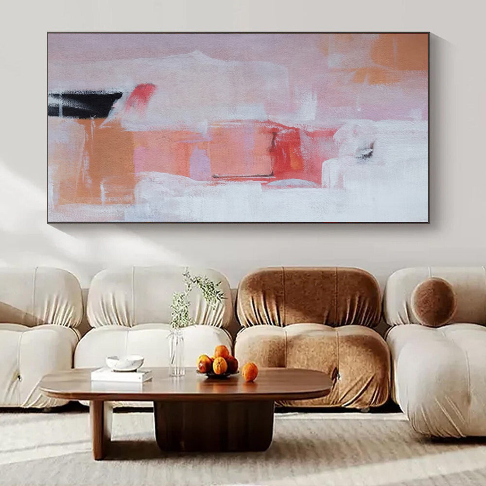 Pink - Orange Abstract Forms - Abstract Color - block Acrylic Painting CT1385