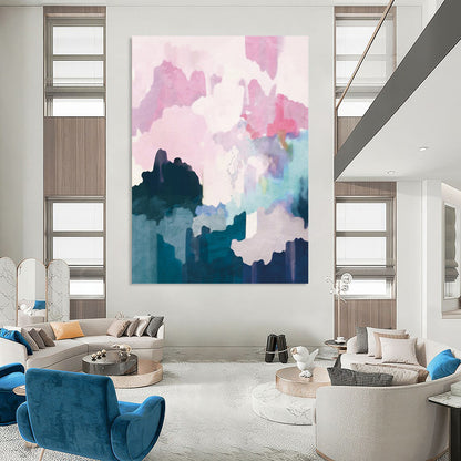 “Pastel Abstract Clouds” - Pink, Purple, Blue, White Abstract Painting On Canvas DTP235