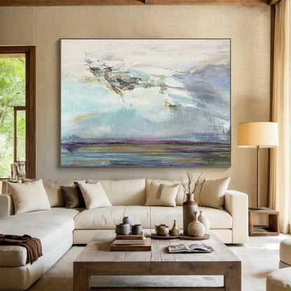 Ethereal Abstract Sky and Water Painting On Canvas DKH196