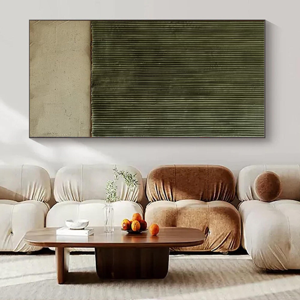 Green Corrugated Texture - Minimalist Textured Acrylic Painting CT1382