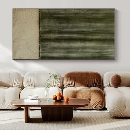 Green Corrugated Texture - Minimalist Textured Acrylic Painting CT1382