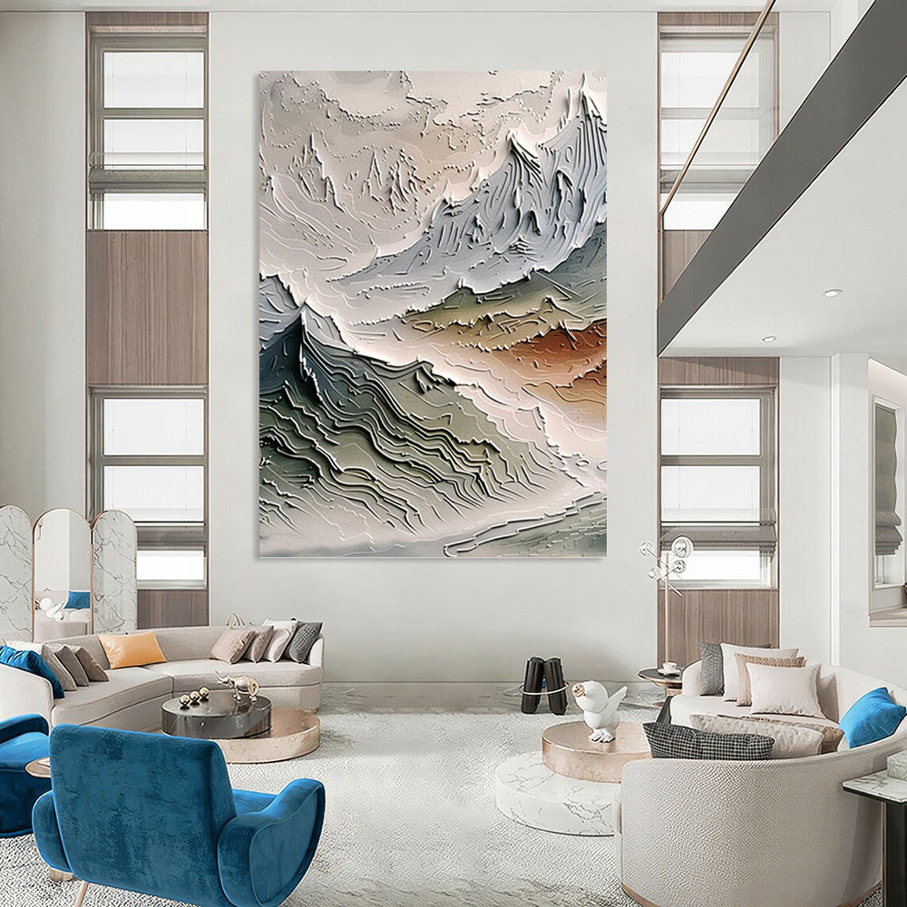“Multicolor Textured Mountainscape” Painting On Canvas DKH0981