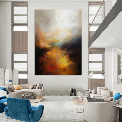 “Warm - Toned Abstract Landscape” - Abstract Painting On Canvas CT2333