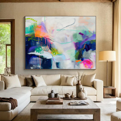 “Colorful Abstract Tangle” Abstract Acrylic Painting On Canvas DKH496