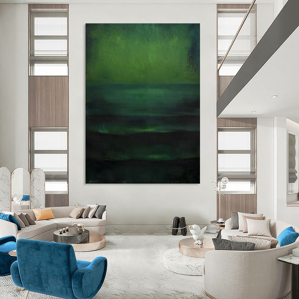“Emerald Horizons” - Layers of Green & Teal Abstract Painting On Canvas DKH1189