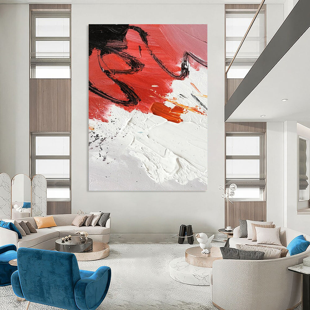 Red and Black Abstract Energy - Abstract Expressionist Painting On Canvas DKH1290