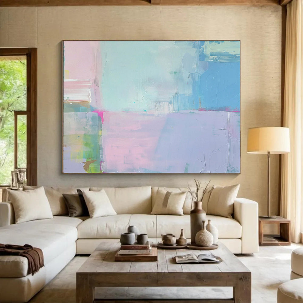 “Soft Pastel Blocks” Abstract Acrylic Painting On Canvas DKH481