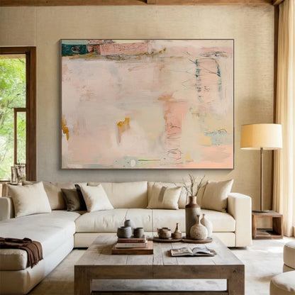 “Soft Pastel Hues, Abstract Layers” - “Dreamy Whispers”，Abstract Acrylic Painting CT0684