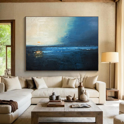 Moody Coastal Sunset - Impressionistic Seascape Painting On Canvas DKH647