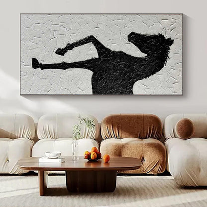 “Textured Black Horse Silhouette” – Textured Animal Painting CT1079