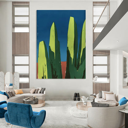 “Geometric Green Peaks” - Minimalist Abstract Painting On Canvas DTP093
