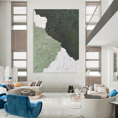 Green and White Textured Abstract - Abstract Painting On Canvas DKH1326