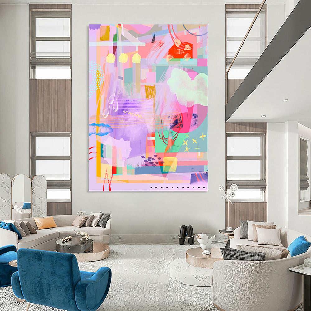 “Pastel Pop” - Abstract Geometric Color Fusion Art on Canvas CT1864
