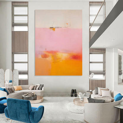 “Pink & Orange Subtle Abstract Field” Painting On Canvas DKH0992