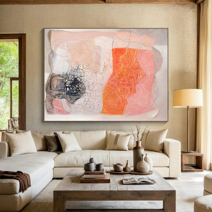 Abstract with Pastel and Black - Intricate Lines and Shapes Painting On Canvas DKH052