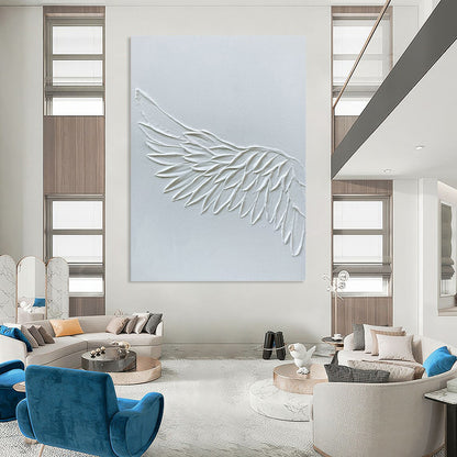 Textured White Wing Abstract - Abstract Sculptural Painting On Canvas DKH1485