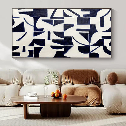 Navy Geometric Patterns - Abstract Geometric Acrylic On Canvas CT1327