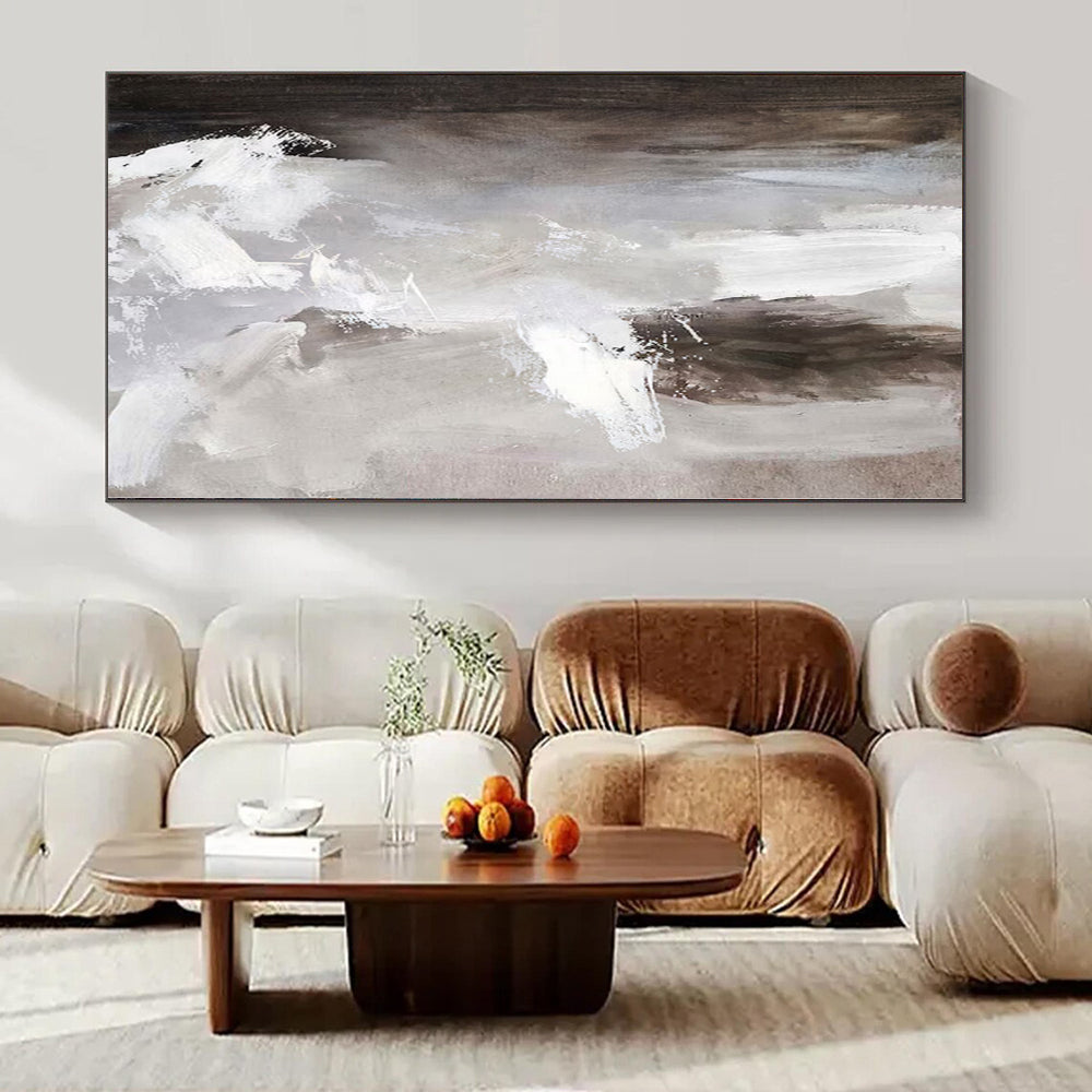 “Gray and White Dynamic Brushstrokes” – Abstract Expressionist Painting CT1118