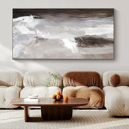 “Gray and White Dynamic Brushstrokes” – Abstract Expressionist Painting CT1118