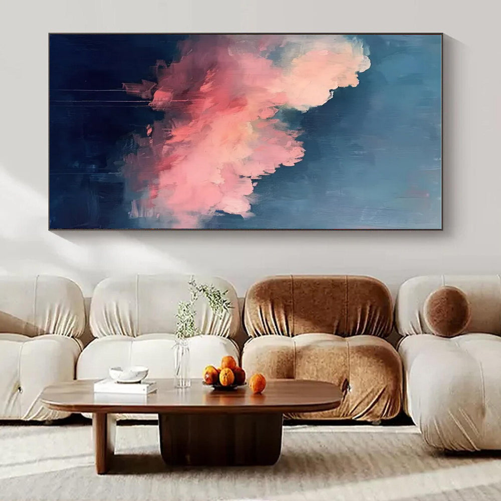 Pink Clouds on Dark Sky - Impressionistic Cloud Acrylic Painting CT1424