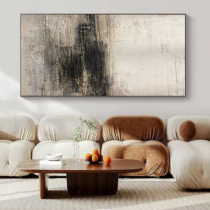 “Light Gray - Black Textured Horizons” – Abstract Textured Art CT0986