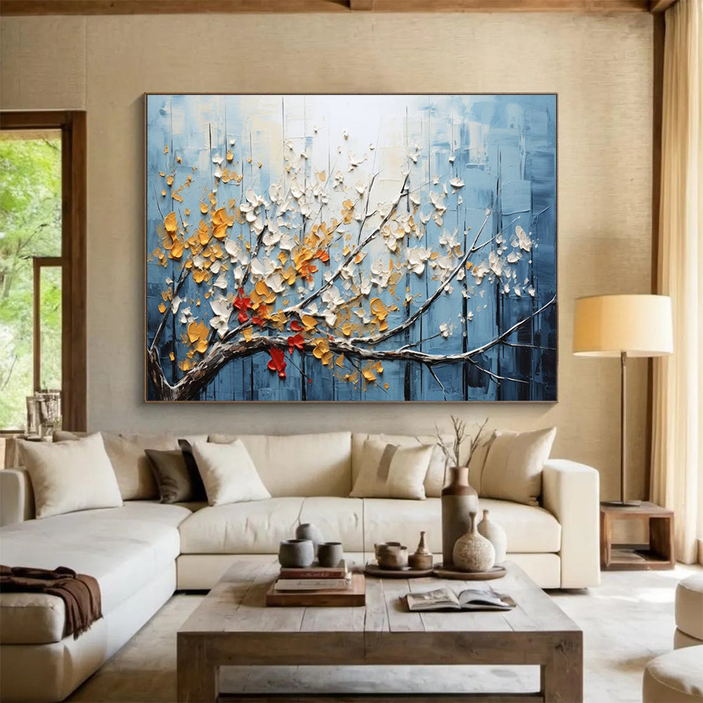 “Textured Blossom Branch” Botanical - inspired 3D - like Painting On Canvas DLZ160