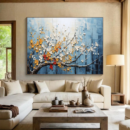 “Textured Blossom Branch” Botanical - inspired 3D - like Painting On Canvas DLZ160