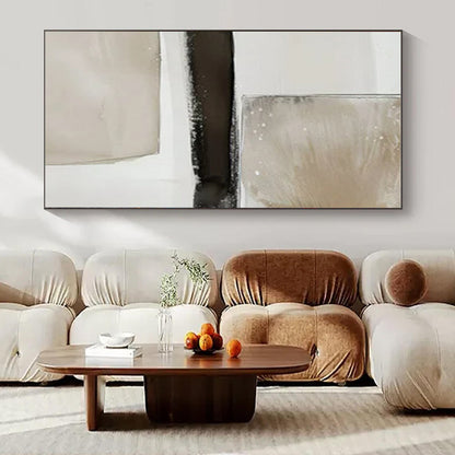 Beige, Black & White Textured Squares - "Textured Transitions" - Abstract Textured Painting CT1478