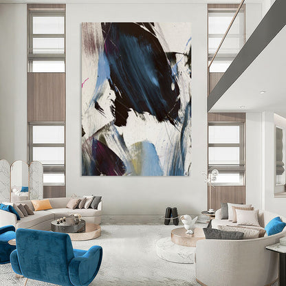 “Dynamic Black - Blue - Purple Abstract” - Abstract Expressionist Painting On Canvas DTP186