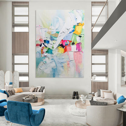 “Colorful Block Joy” - Multicolor, Textured Abstract Shapes Painting On Canvas DTP274