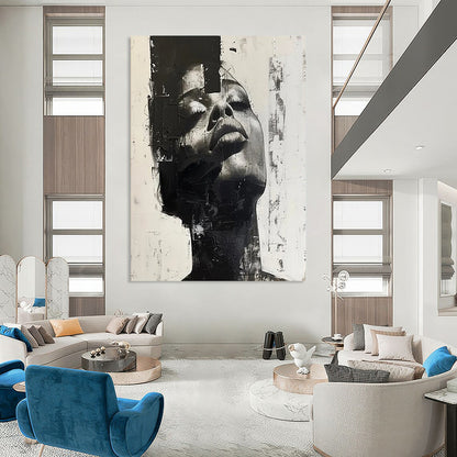 “Monochrome Abstract Portrait” - Abstract Portrait Painting On Canvas DTP139