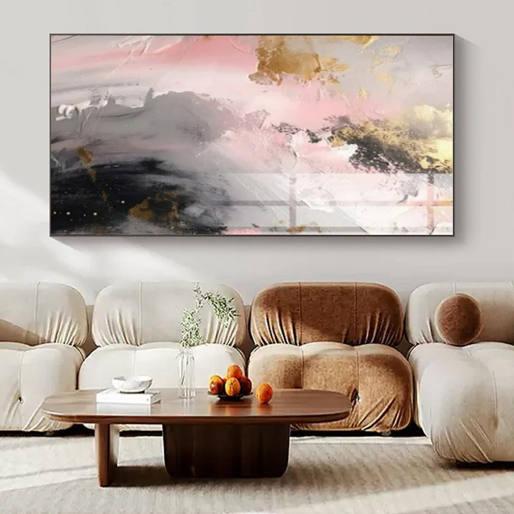 Blush & Gold Dreamscape - Abstract Impasto Acrylic CT1245