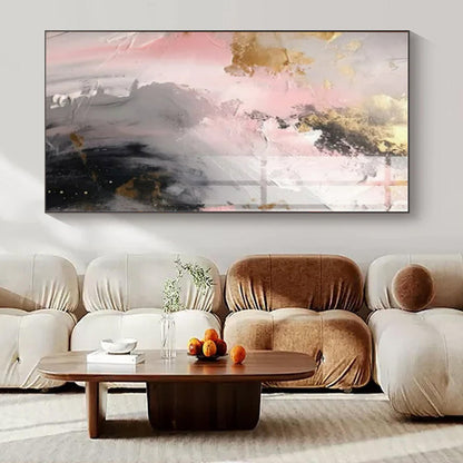 Blush & Gold Dreamscape - Abstract Impasto Acrylic CT1245