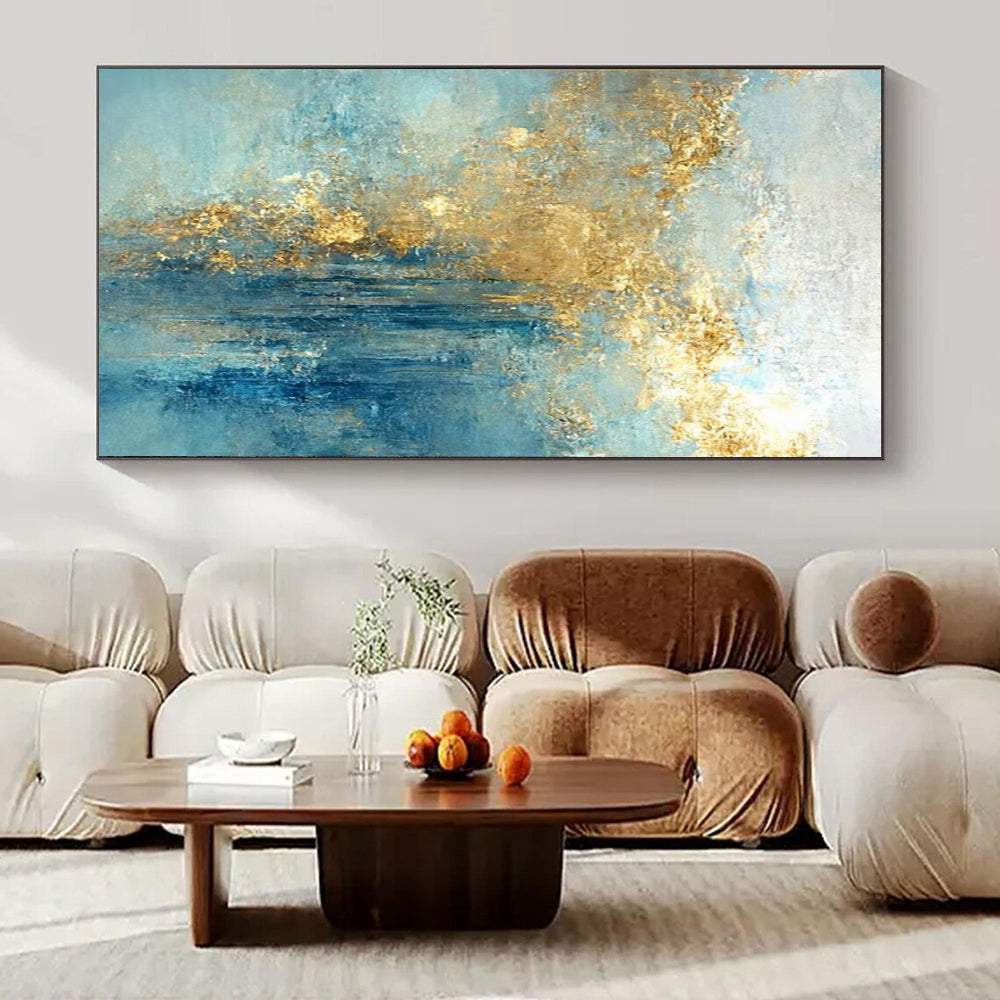 “Blue, Gold Cloud - like Flow” – Romantic Abstract Art CT1010