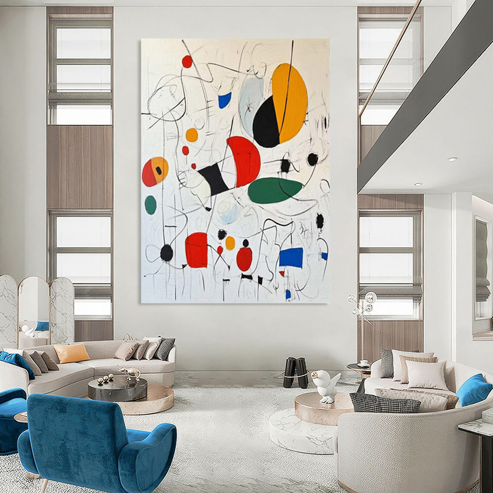 “Colorful Abstract Play” - Multicolor Shapes & Lines Painting On Canvas DKH1184