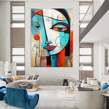 “Cubist Face” - Colorful Abstract Portrait Painting On Canvas CT2213