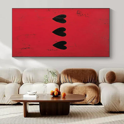 “Red - Black Heart Abstract” ，Abstract Minimalist Acrylic Art CT0950