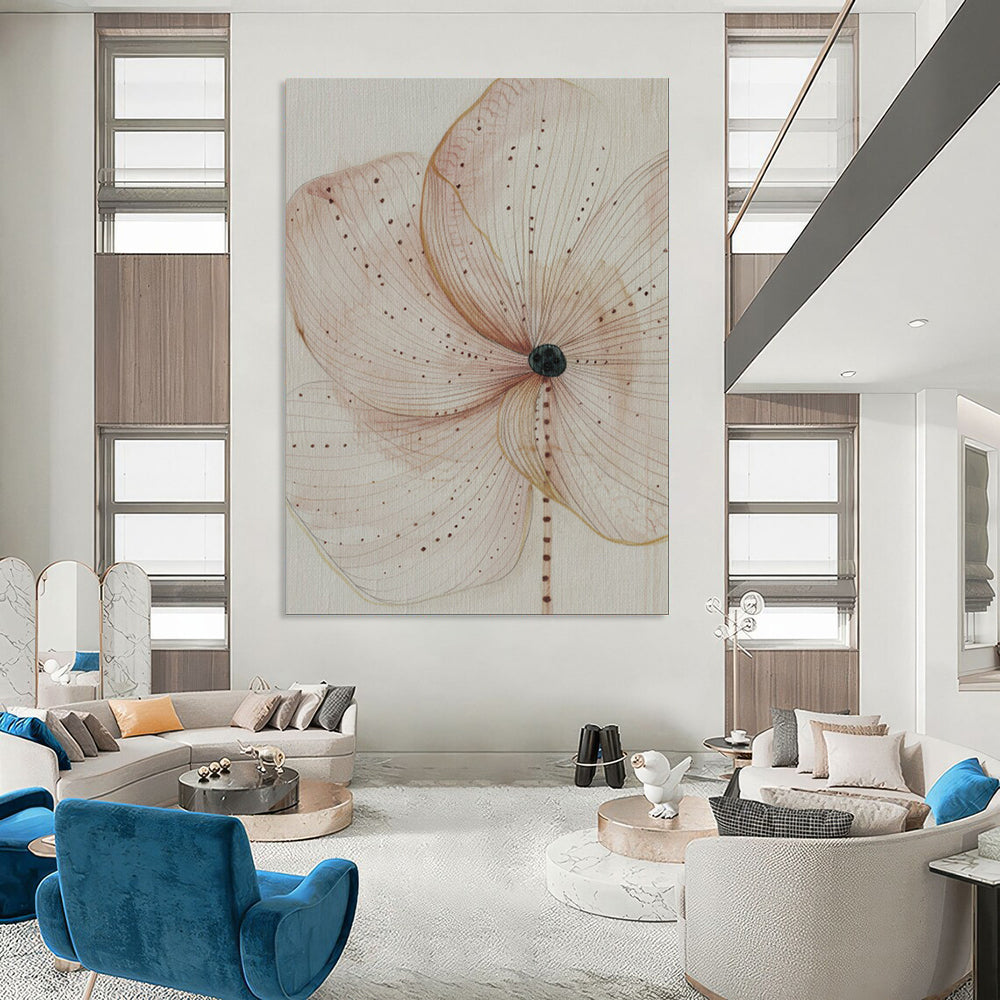 “Delicate Brown - Lined Flower” - Minimalist Watercolor Art CT1926