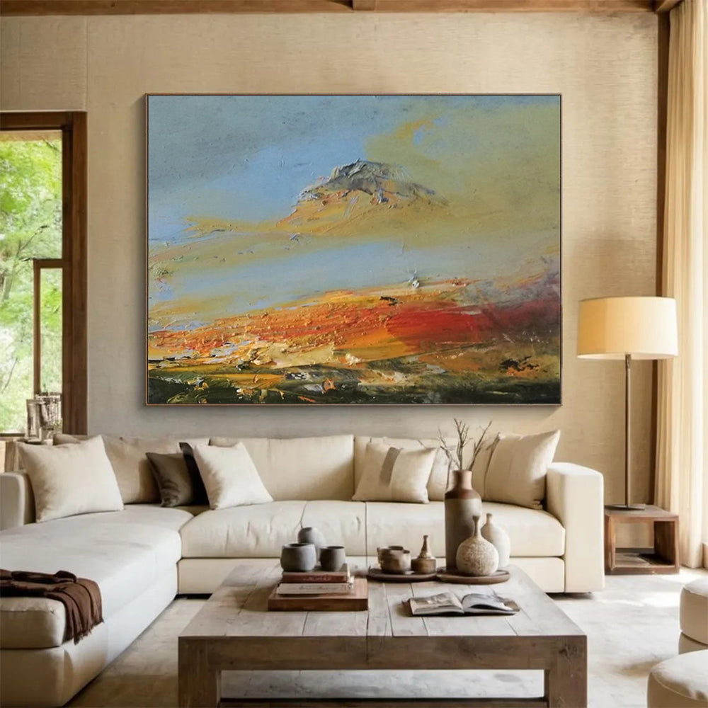 “Colorful, Textured Mountain ‘Vibrant Peak View’” - Impasto Landscape Painting On Canvas DLZ042