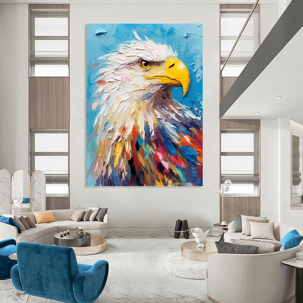 “Colorful Eagle Portrait” - Expressive Animal Painting On Canvas DKH1060
