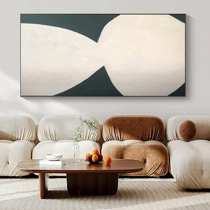 “White - Dark Green Hourglass Form” – Abstract Hourglass Art CT0999