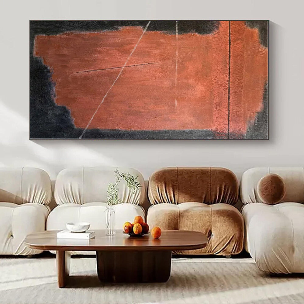 Rust & Black Geometric - Abstract Geometric Oil On Canvas CT1320