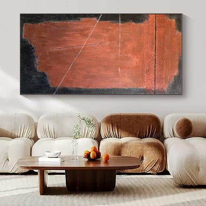 Rust & Black Geometric - Abstract Geometric Oil On Canvas CT1320