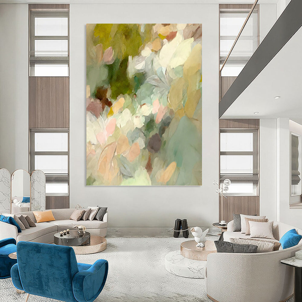 Pastel Floral Impression - Soft Abstract Flower Painting On Canvas DKH1352